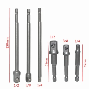 

6pcs Impact Grade Socket Adapter Set 1/4" 3/8" 1/2" Drive 1/4" Hex Shank Air Tool Accessories Adapter Set Power Tools Multitools