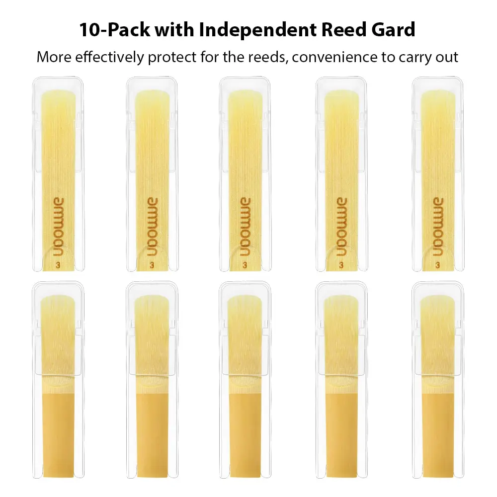 

ammoon Sax Saxophone Reed Woodwind Instrument Parts Accessories Bb Clarinet Traditional Reeds Strength 3.0/2.5 10pcs/ Box