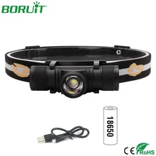 

BORUiT Zoomable LED Headlamp Flashlight USB Rechargeable Headlight Portable Waterproof Camping Hunting Head Torch Light 18650