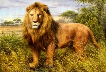

Forest Lion Animal Embroidery Needlework Crafts14CT Counted Unprinted DIY Cross Stitch Kits Handmade Arts Wall Decor
