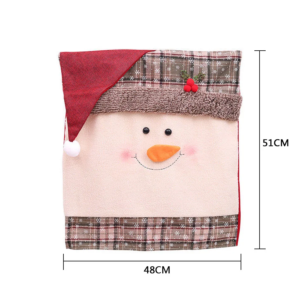 Snowman 1 шт. шапка Санта-Клауса рождественские покрытия для стула ужин стул задняя крышка стола декор украшения для рождественской вечеринки Новогодние вечерние принадлежности - Цвет: Snowman