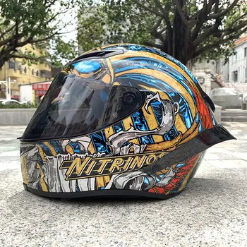 

NITRINOS Nuevo casco de moto con cubierta completa para hombres y mujeres, casco eléctrico de carreras de coches, casco de moto