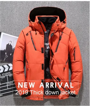 

2019 Winter Men's Down Parka Jacket Coat, Male Short Thick Windproof Hooded Parka Green Black Blue Gray Orange M-3XL