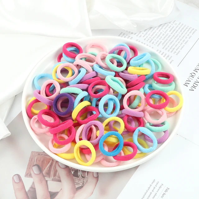 100pcs/Set Girls Colorful Nylon Hair Bands Children Ponytail Holder Scrunchie Small Elastic Headband Cute Kids Hair Accessories 100pcs style 9