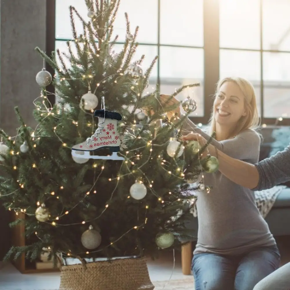3 шт в скандинавском стиле рождественские коньки обувь кулон плюшевые полые деревянные подвески для украшения рождественской елки