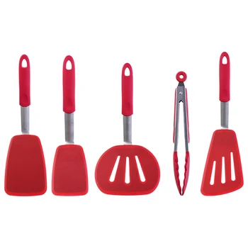 

5pcs Kitchen Tool Home Non Stick Anti Slip Heat Resistant Eggs Turner Ultra Thin Silicone Spatula Set Pancake Flipper Cookware