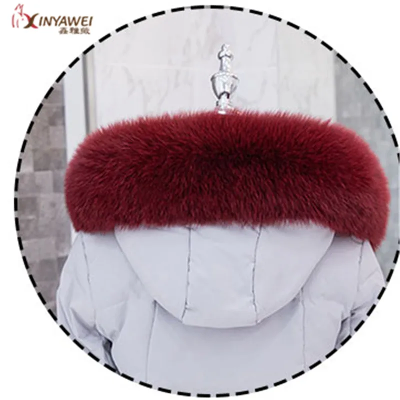 Wine red Новое популярное роскошное зимнее пальто с меховым воротником из лисьего меха Женский Теплый мягкий шарф платок мех разные цвета на выбор - Цвет: Wine red