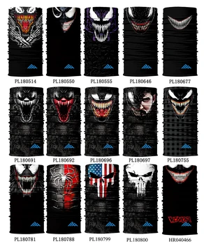 

3D Venom Headband Spiderman Neck Gaiter Outdoors Camping Hunting Face Shield Punisher Cycling Face Masks Camouflage Neck Scarfs