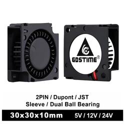 Mini ventilador de refrigeración para impresora 3D, 5V CC, 12V, 24V, 3010, bola Dual, 3cm, 30x30x10mm, 1 pulgada