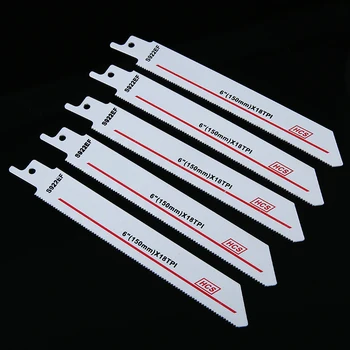 

5Pcs 150mm Reciprocating Saw Blades 18TPI Bi-metal Saber Saw Blades S922EF For Metal Cutting Electric Woodworking Tools