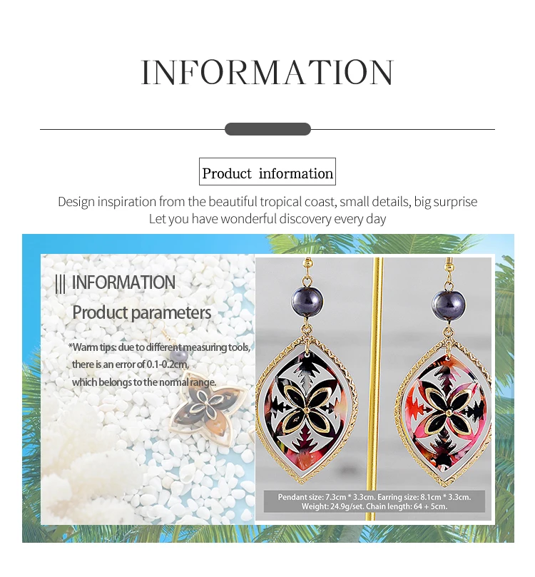 Cring Coco Polynesian Jewelry Sets Hawaiian Trendy Acrylic Instrument Drum Pendant Necklaces Earrings Set Wholesale for Women