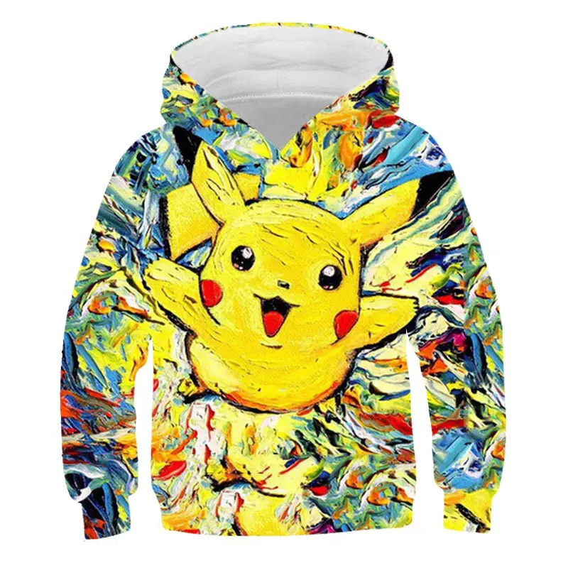 Autumn Kids Long Sleeve Pikachu Sweatshirt For Boy 2021 New Cartoon Casual 3D Hoodies Girls Tops Streetwear Children Clothes | Детская