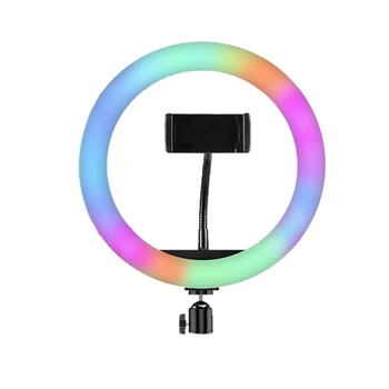 

33cm RGB Ring Light with Phone Clip Dimmable Selfie Light Portable Makeup Lamp LED Desk Fill Light for Smartphone