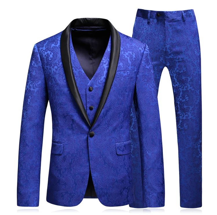 29 цветов Slim Fit мужской костюм из 3 предметов свадебное платье мужской повседневный деловой пиджак Свадебный Выпускной костюм жениха одежда смокинг - Цвет: 6047-Blue