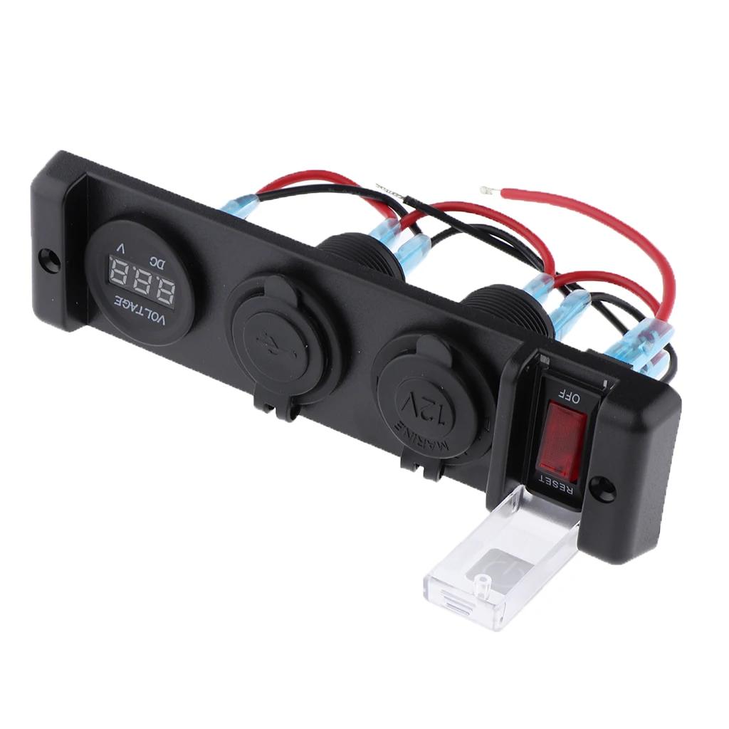 Лодка морской 12VDC двойной USB зарядное устройство и светодиодный вольтметр 3 отверстия панель выход