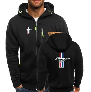 

For Mustang Hoodies Men Personality Zipper Sweatshirt Male Hoody Tracksuit Hip Hop Autumn Winter Warm Hoodie Bomber Jacket