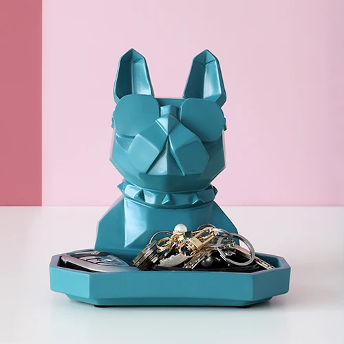 2020 New home storage box Dog cat modern figurine Candy Fruit key Desktop home decor storage container Home Office Storage box Cat Green