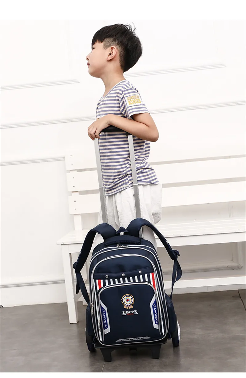 Колеса съемный школьный рюкзак-тележка 2/6/большой емкости детские школьные сумки для мальчиков Дети Съемный Mochilas Escolares