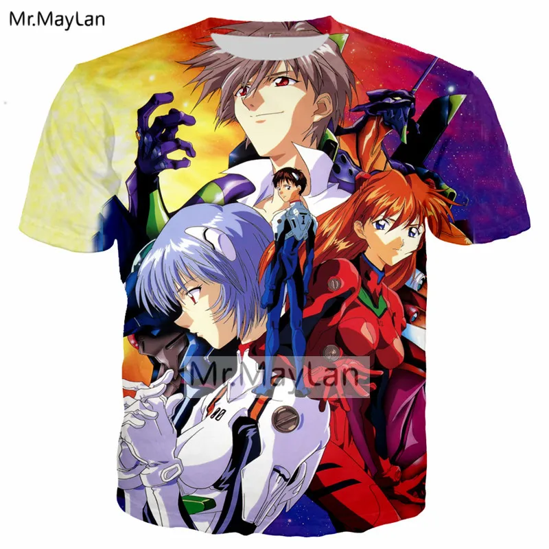 Harajuku Мультфильм EVANGELION EVA 3D принт футболка для хип хопа Футболка Мужская/Женская футболка Hipster летние футболки для мальчиков, топ, одежда 5XL