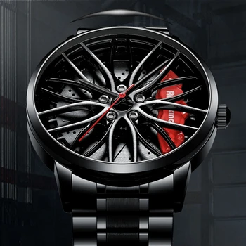 

NIBOSI Creative Car Wheel Watch Waterproof Create Watches Rim Hub Watch Custom Design TE37 Car Wristwatch 2020 Relogio Masculino