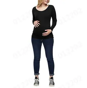 black Женские топы для беременных Motherho, Детская Футболка для беременных, блузка для беременных, одежда для беременных - Цвет: black