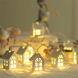 Christmas LED Lamps Garland Wood House String Light 2m10 LED Mini Room Decor String Lamp Wedding Party Holiday Fairy Lights Lamp