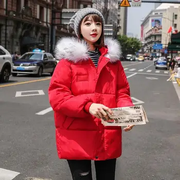 

Winter Parka Women Korean Hooded Big Fur Collar Parka Coat Solid 2019 New Female Parka Loose Thick Warm Jacket Coat
