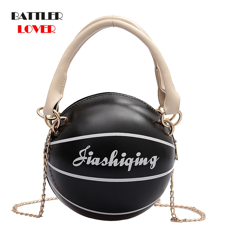Women Trend Round Female Bag Basketball Styling Personality Creative Hand Luggage Shoulder Chain Diagonal Package
