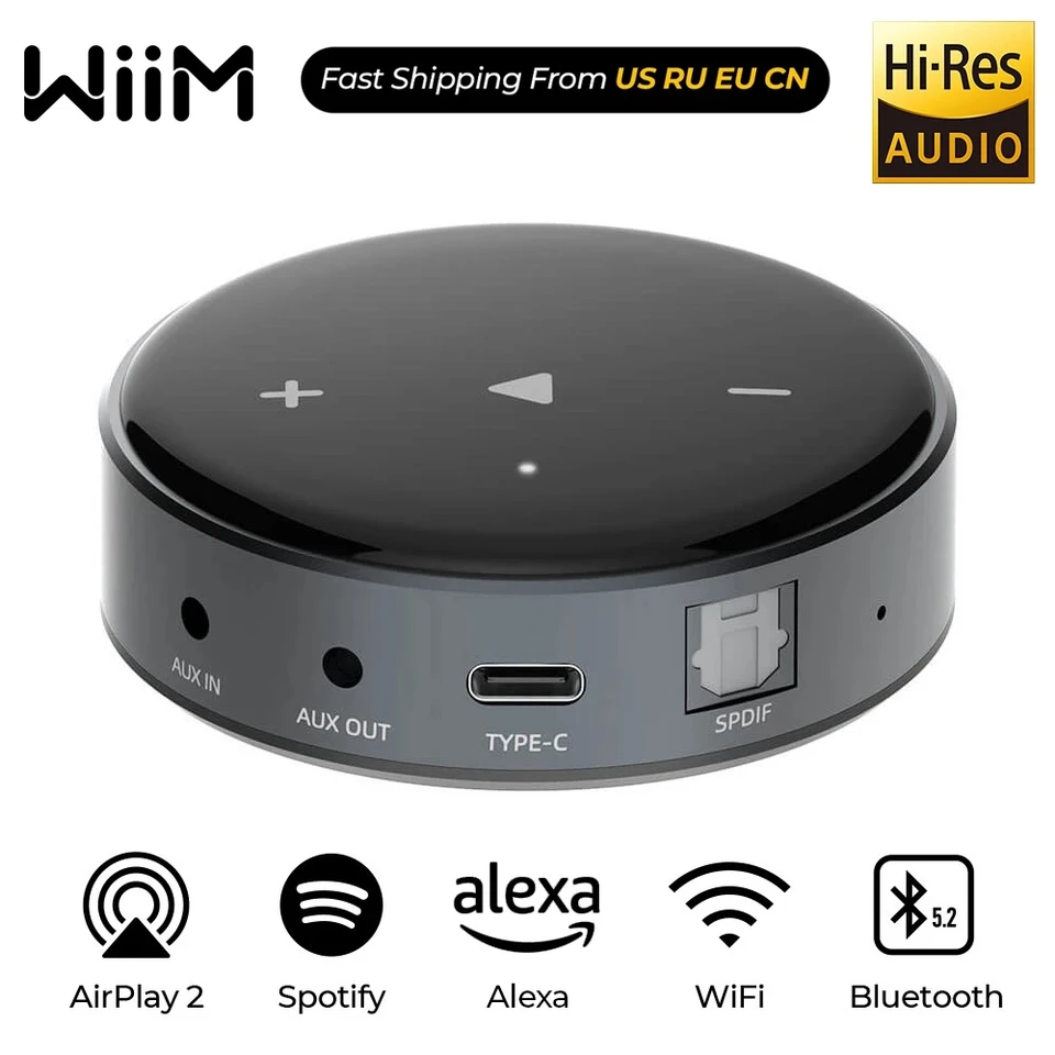 Receptor WiiM mini AirPlay2, Audio Chromecast, WiFi Multiroom Streamer,  Alexa, Siri, asistente de Google, Spotify, AmMusic, Tidal - AliExpress