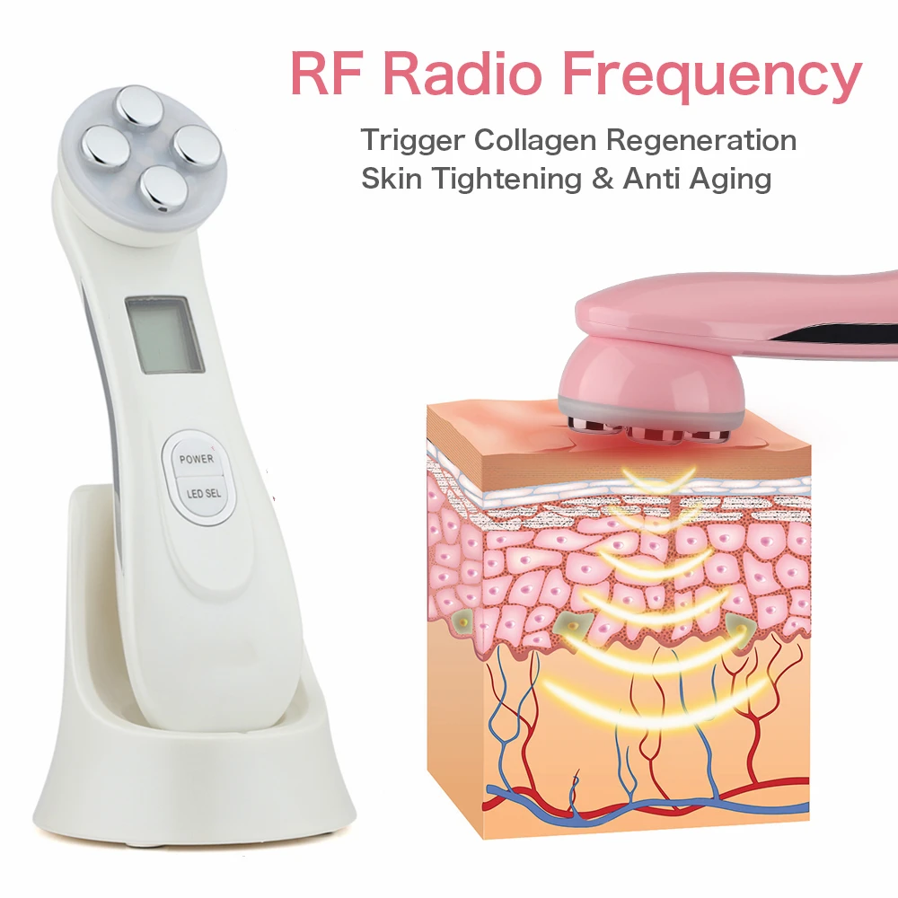 Electric Facial LED Photon Light Therapy Beauty Machine 5 in 1 EMS&RF Radio Frequency Led Brighteni