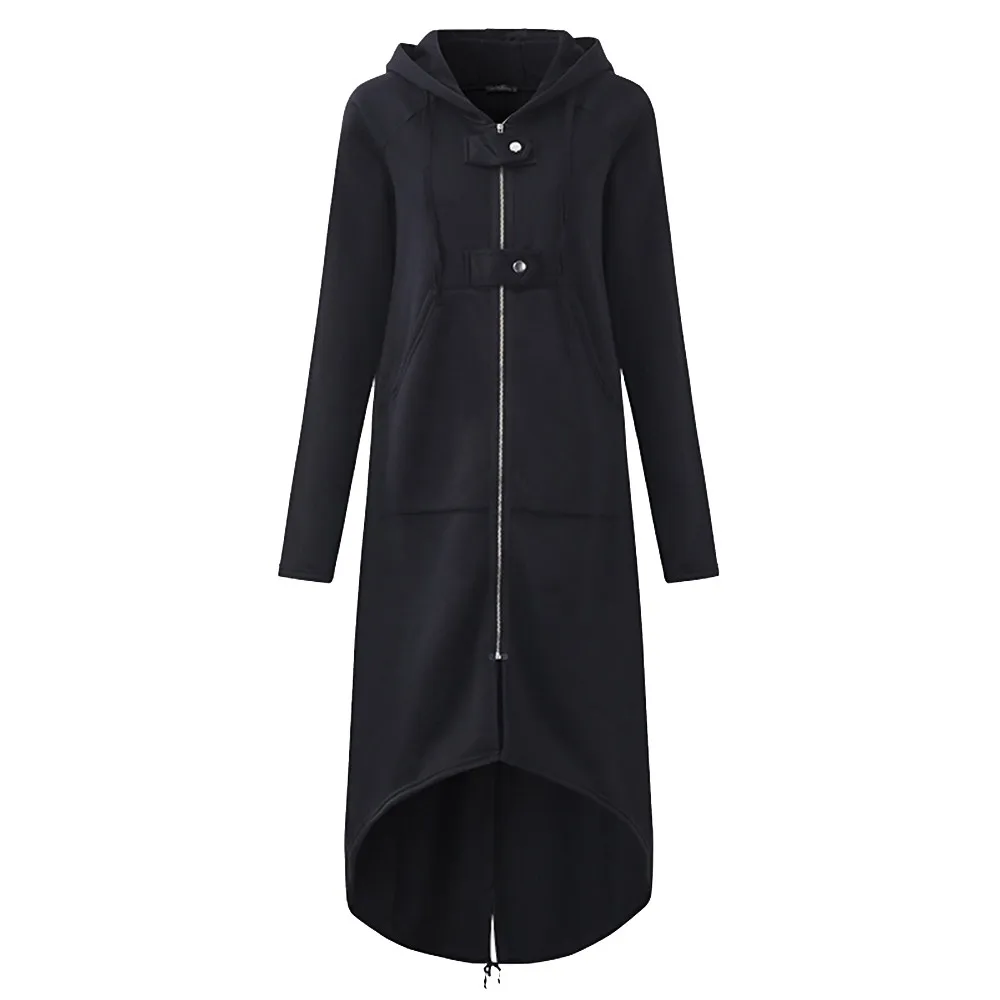 Куртка женская осень зима женские модные куртки с капюшоном длинный рукав длинное однотонное пальто с карманом уличные женские большие размеры S-5XL