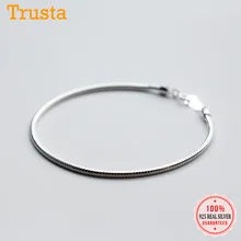 Trustdavis модные подлинные стерлингового серебра 925 минималистский 2 мм змеиная цепь браслеты для женщин Свадебные украшения подарок DS2259