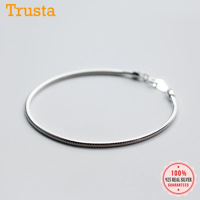 

Trustdavis Fashion Genuine 100% 925 Sterling Silver Minimalist 2mm Snake Chain Bracelets For Women Wedding Jewelry Gift DS2259