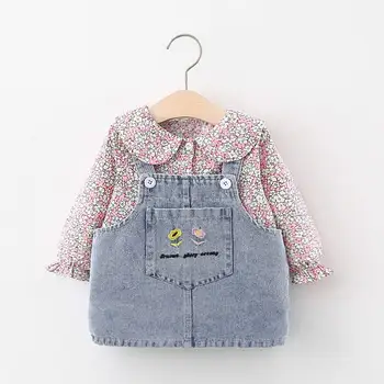 

Baby Dress Autumn Winter Print Shirt + Denim Dress 2Pcs Baby Clothes Set Princess Dress Children's Clothes Toddler Girl Clothes