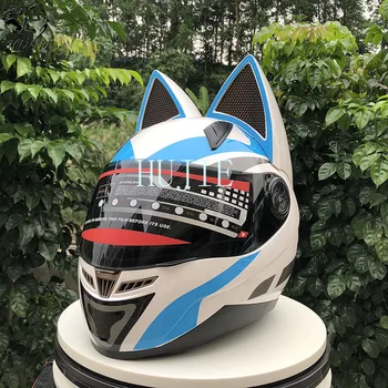 

White The cat - ear motorcycle helmet is the four-season helmet motocross helmet full face motorcycle helmet dot NITRINOS