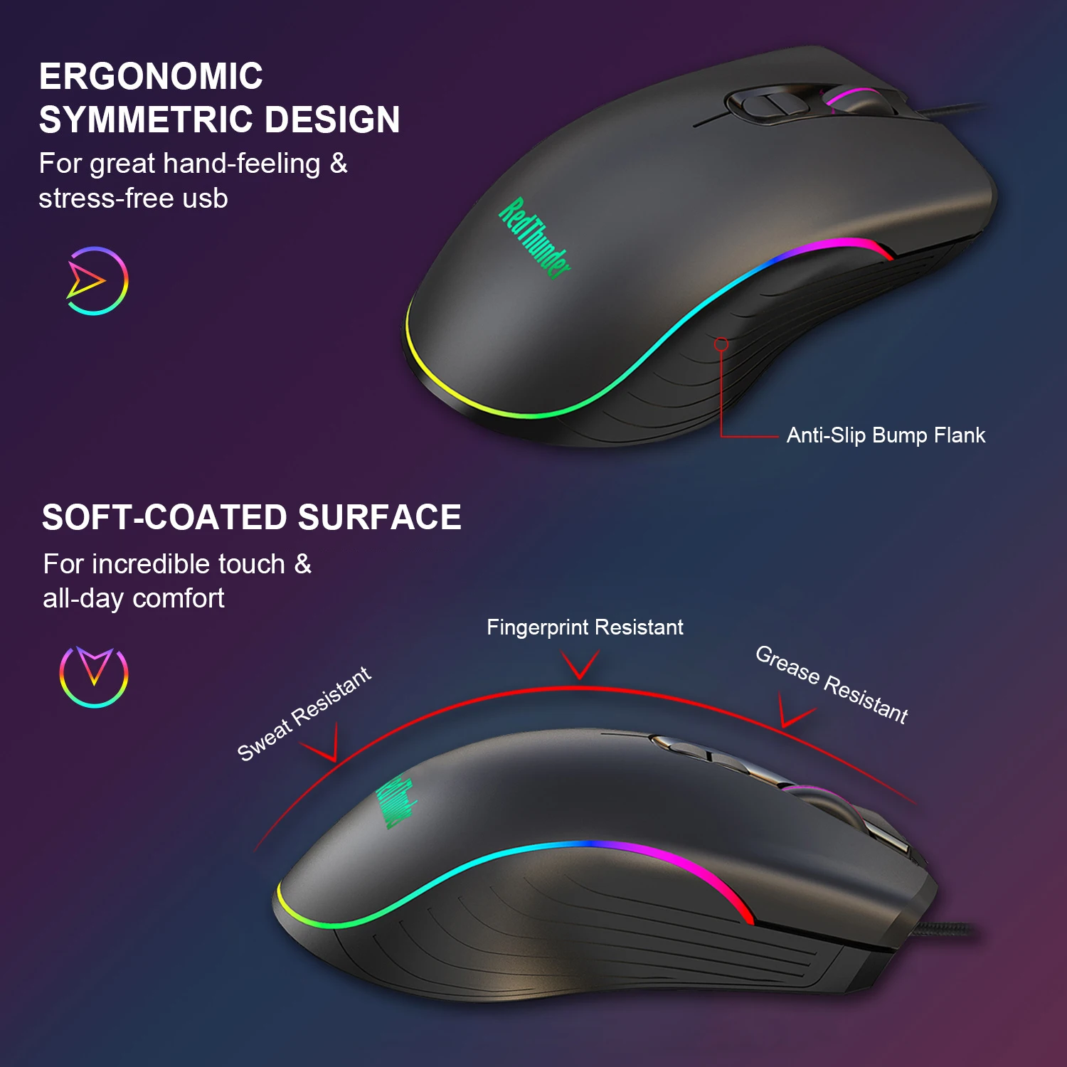Redthunder um-handed gaming keyboard rgb backlit 6400dpi