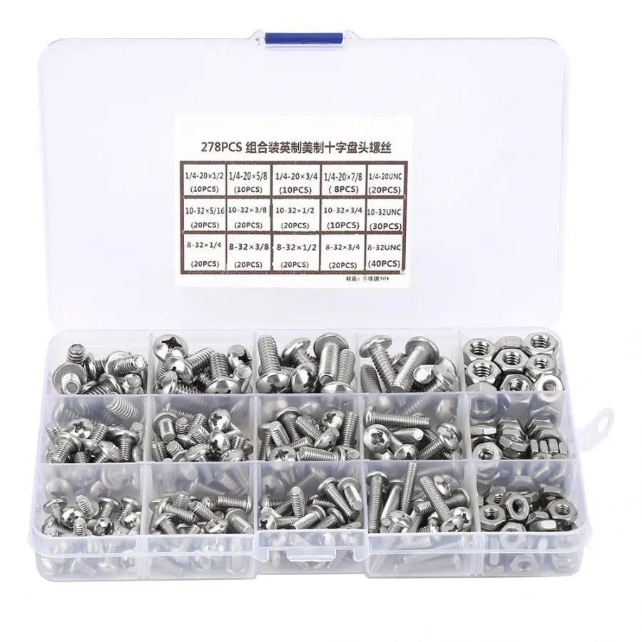 

278pcs/set Stainless Steel Pan Screws Nuts Combination Kit