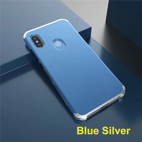 360 полная защитная Броня чехол для Xiaomi Redmi Note 6 Pro Чехол металлический поликарбонатный чехол для Xiaomi Redmi Note 4 4X 5A 5 6 iPad Pro Чехол Чехлы - Цвет: Blue Silver