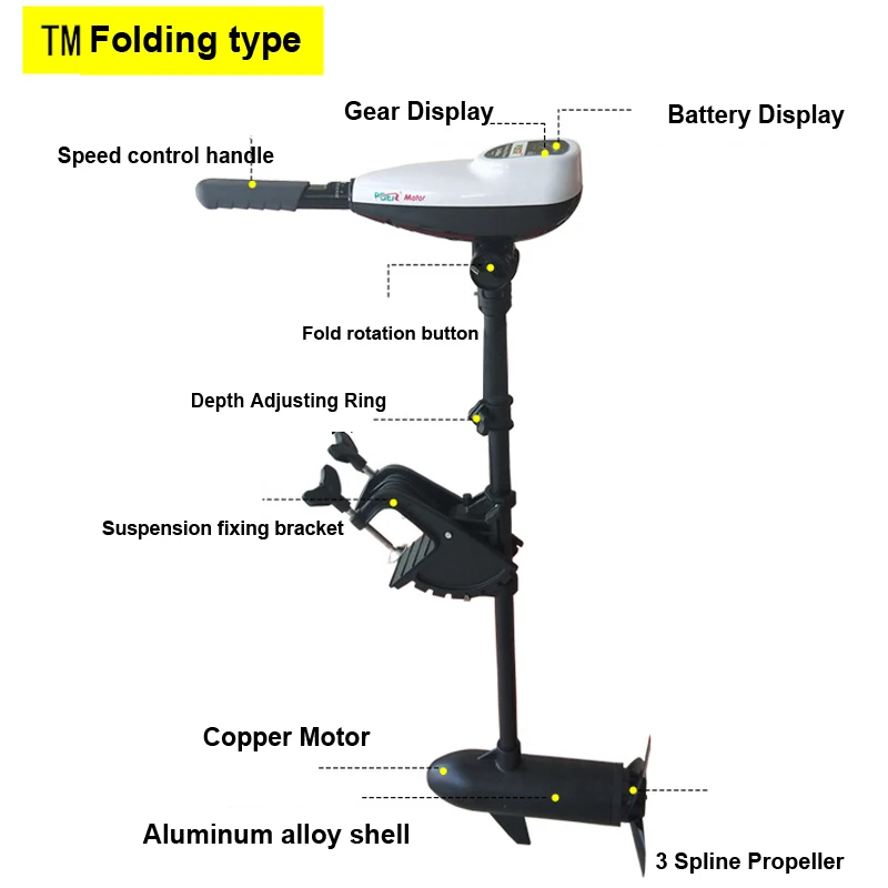 

12V 28/34/44/54lbs Electric Trolling Motor Engine by Battery Driven Rowing Boat Engine High Quality Motor For Inflatable Boat