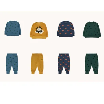 

Pre-sale 2020 TC Brushed Plus Fleece Sweater Set Fashion Cartoon Printed Children's Pullover Sweatshirt Set T-shirt