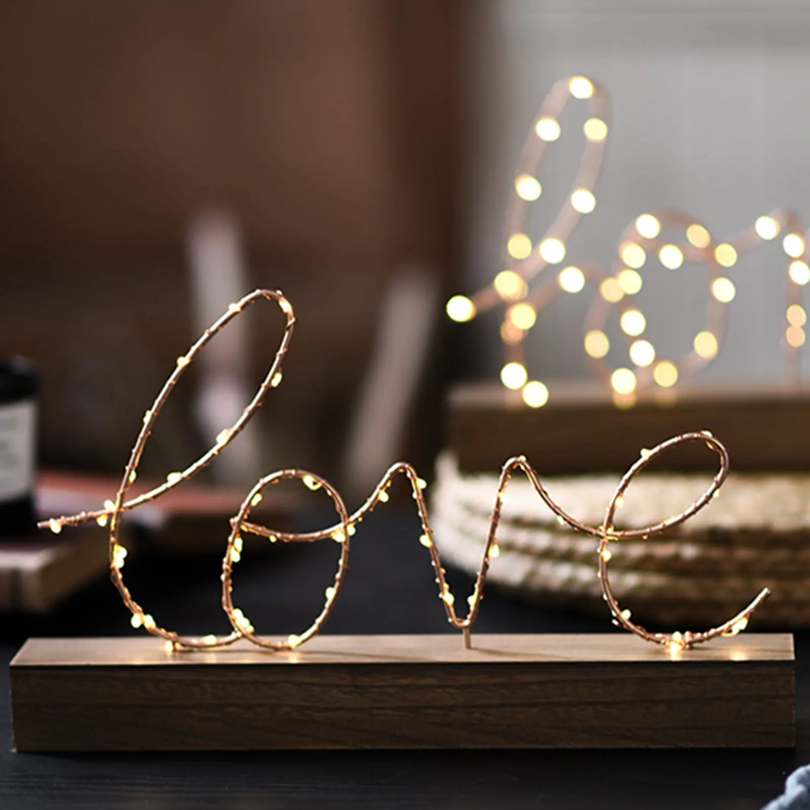 Стильный светодиодный неоновый светильник металлическая деревянная лампа