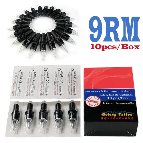 10 шт. Solong 5RM/7RM/9RM/11RM одноразовый круглый изогнутый Magnum RM для татуировки поворотный картридж для ручки иглы поставка стерильных игл
