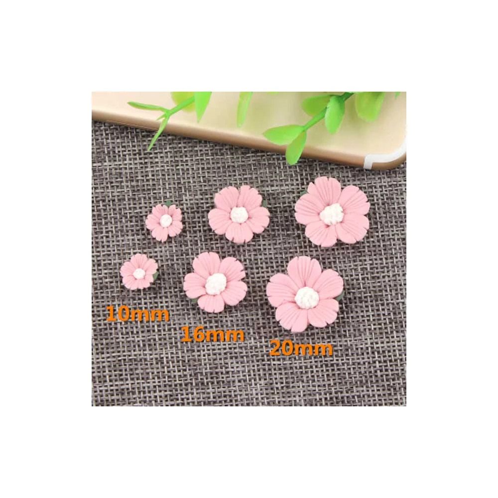 100Pcs 6mm Kawaii Flowers Cabochons Mixed Colors Resin