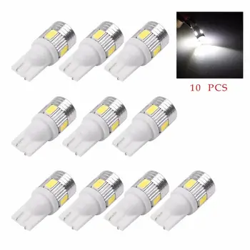 

Onever 10Pcs T10 W5W 168 194 6SMD 5630 LED Wedge Light Super White Car Side Bulbs Canbus Error Free Cool White 12V For Car