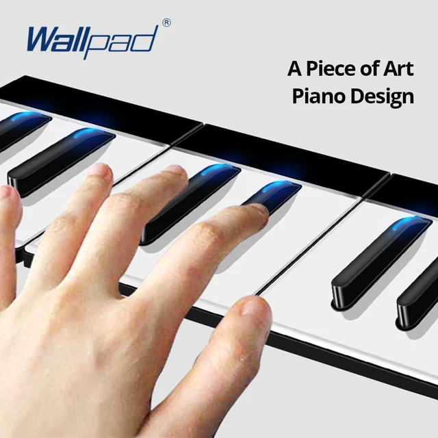 Wallpad Piano Button White Black Glass Panel With LED Indicator Wall Light Switch and Socket Set Wallpad Piano Button White Black Glass Panel With LED Indicator Wall Light Switch and Socket Set Electric Outlet
