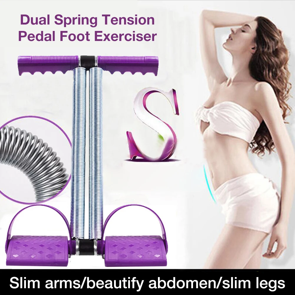 Pull Rope Dual Spring Tension Foot Pedal Sit Up Equipment Abdomen Leg Exerciser For Sport Fitness Slimming Training