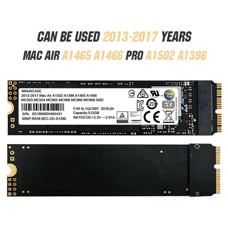 Artículo caliente Mini disco duro de estado sólido para Macbook Air 256, 512GB, 2013 GB, 1TB, M.2, SSD, A1465, A1466, imac PRO 2014, 2015, 2013, A1502, A1398 p3KZe1M13