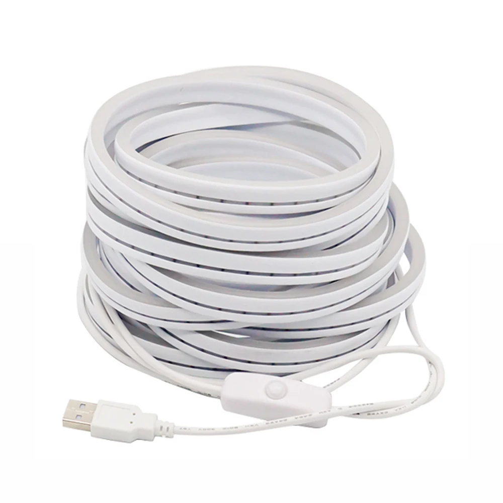 USB Powered Neon Light Led Strip Lamp SMD2835 120Leds/m Flexible Soft Sign DC5V Rope Ribbon Tape Tube With Switch | Лампы и освещение
