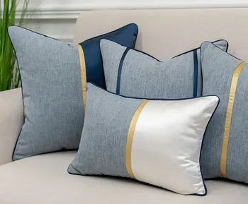 

European american unusual blue pillow/almofadas case,modern seat back cushion cover 30X42 45 50,decorative throw pillow case