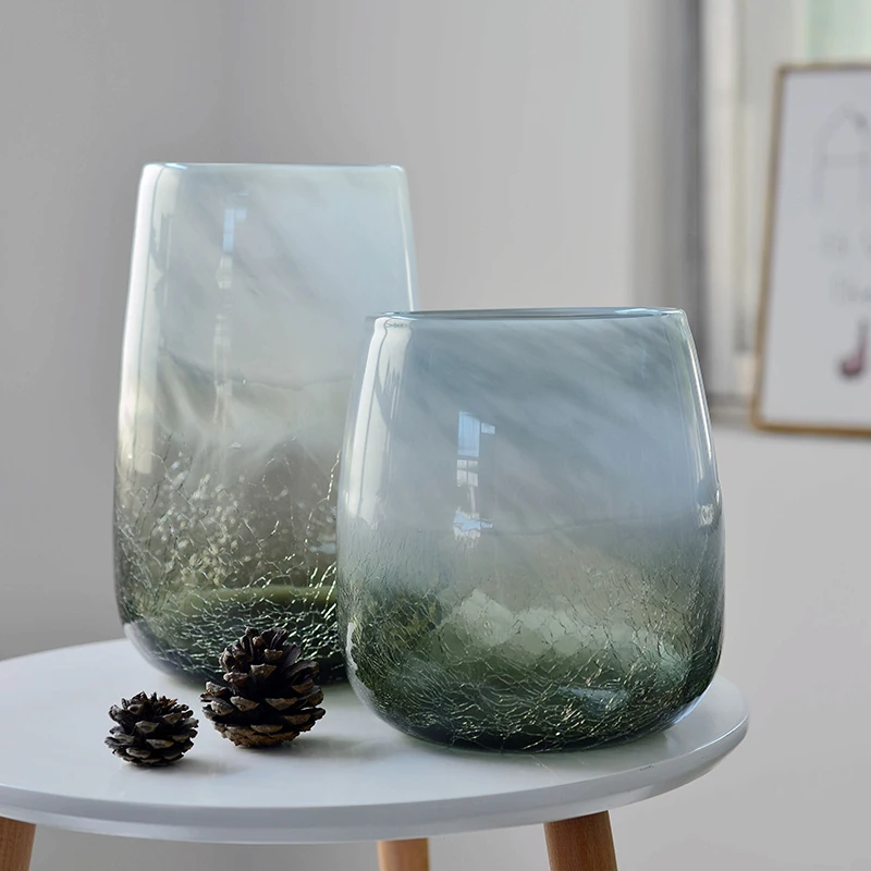 Colored Ice crack art Glass Vase for wedding decoration home decor Tabletop vases for flowers Styling of mermaid terrarium